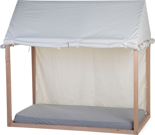Vordach & Bett-Zelt Bett Tipi Haus Weiß 140x70cm