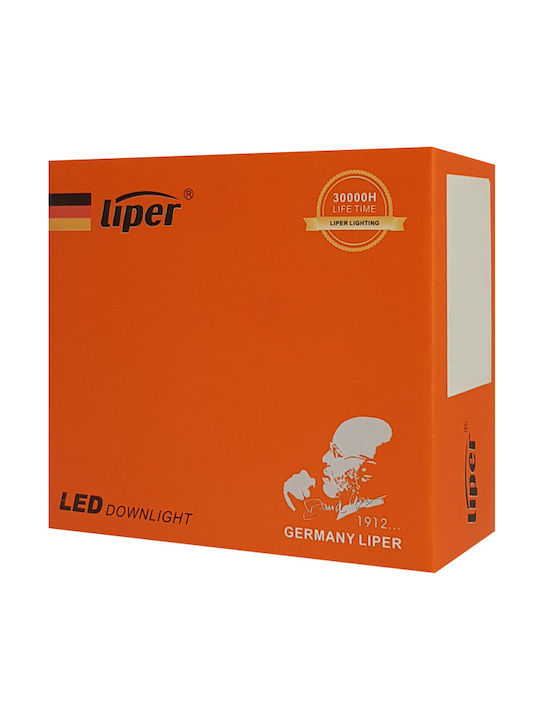 Liper Rotund Metalic Spot Încorporat cu LED Integrat și Lumină Alb Natural Alb 9.8x9.8cm.