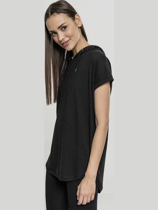 Long Women's Sweatshirt Hooded Black