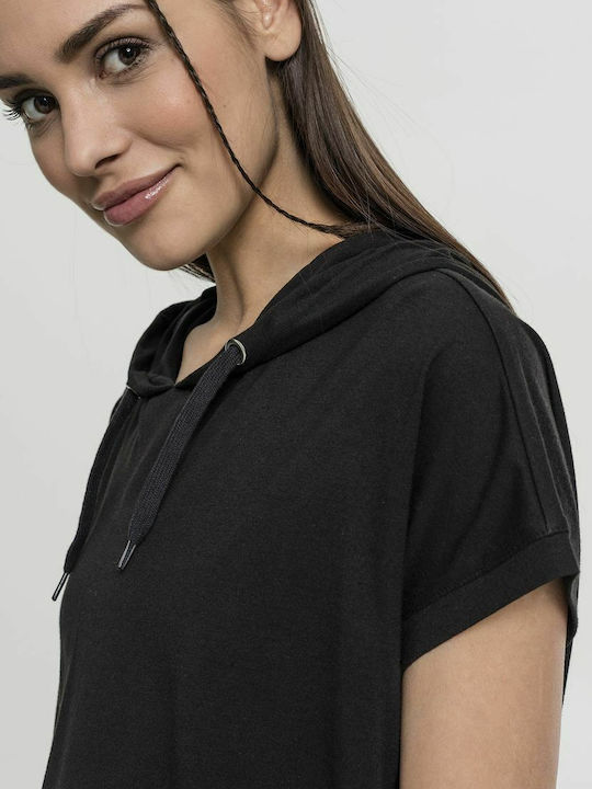 Long Women's Sweatshirt Hooded Black