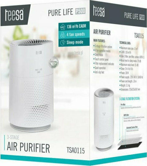 Teesa Ionizator / Purificator de Aer 38W pentru Spații 15m²