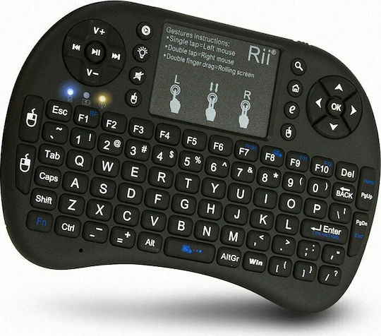 Riitek mini i8+ Ασύρματο Πληκτρολόγιο με Touchpad Αγγλικό US