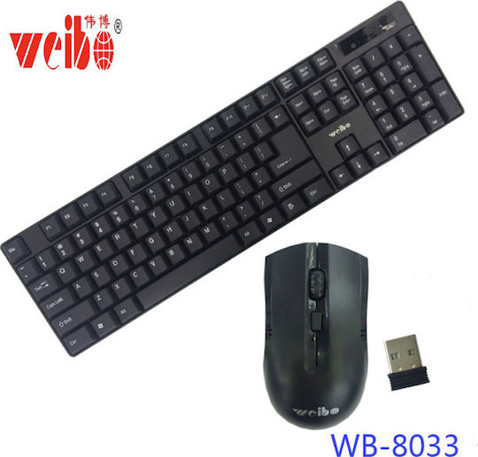 Weibo WB-8033 Ασύρματο Σετ Πληκτρολόγιο & Ποντίκι Αγγλικό UK