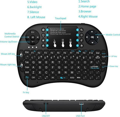 Riitek i8 Ασύρματο Πληκτρολόγιο με Touchpad Αγγλικό US