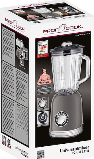 Profi Cook PC-UM 1195 Blender with Glass Jug 1.5 Litre 800W Gray