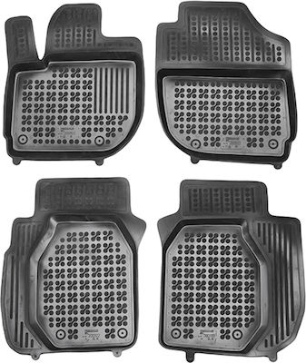 Rezaw Plast Set of Front and Rear Mats Tray Type 4pcs from Rubber for Honda Jazz Black