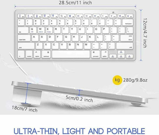 Mobilis BK3001 Fără fir Bluetooth Doar tastatura Engleză US Argintiu