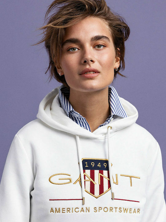 Archieve Shield Long Women's Sweatshirt Hooded White