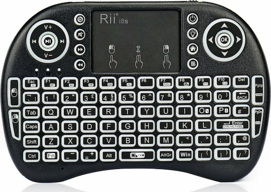 Keywin Mini Rii i8+ Ασύρματο Πληκτρολόγιο με Touchpad Αγγλικό US