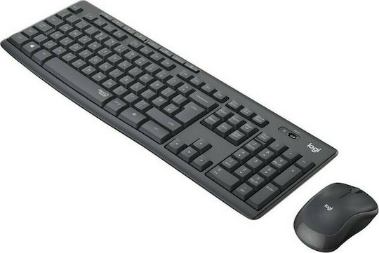 Logitech MK295 Silent Ασύρματο Σετ Πληκτρολόγιο & Ποντίκι Ελληνικό Γκρι