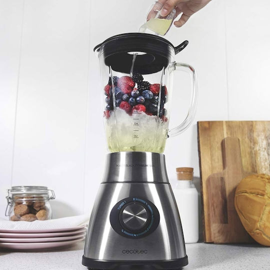 Cecotec Power Black Titanium 1800 Blender Cu Cană Din Sticlă 2,1 L 1800W Inox