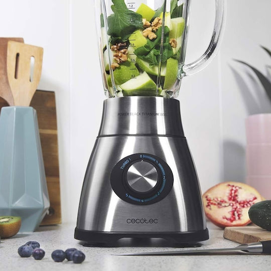 Cecotec Power Black Titanium 1800 Blender Cu Cană Din Sticlă 2,1 L 1800W Inox