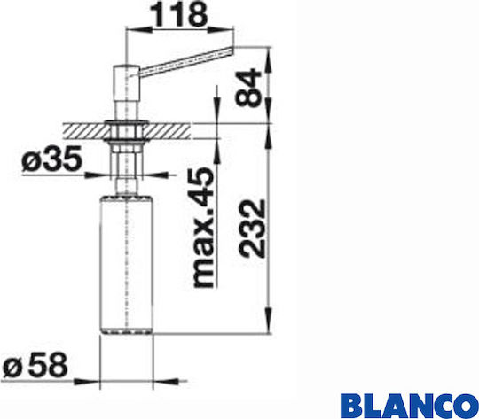 Blanco Torre Built-in Metallic Dispenser for the Kitchen Silver 300ml