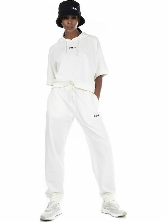 Genoveffa Cropped Women's Sweatshirt Hooded White