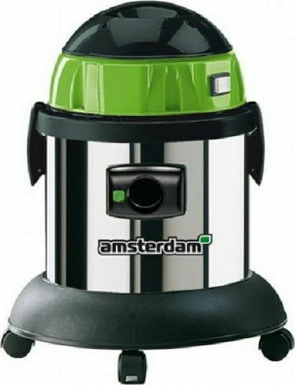 Soteco Amsterdam HP 115 Σκούπα Υγρών / Στερεών 1500W με Ανοξείδωτο Κάδο 15lt