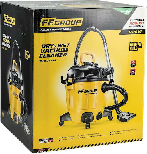FFG WDVC 60 Pro Прахосмукачка За Течности / Твърди 1200W с Пластмаса Контейнер 60лт