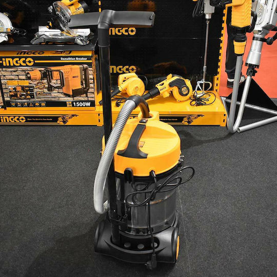 Ingco Staubsauger Flüssigkeiten / Feststoffe 1400W mit Kunststoff Behälter 30Es