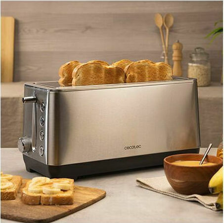 Cecotec BigToast Extra Double Φρυγανιέρα 4 Θέσεων 1000W Inox