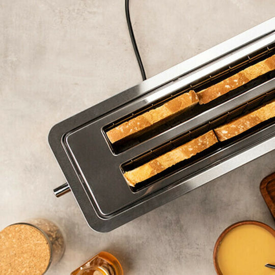 Cecotec BigToast Extra Double Φρυγανιέρα 4 Θέσεων 1000W Inox
