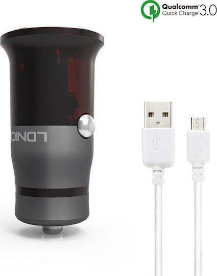 Ldnio Car Charger Black C304Q Total Intensity 3A Fast Charging with a Port USB with Cable Micro-USB