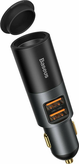 Baseus Share Together Φορτιστής Αυτοκινήτου 120W Γρήγορης Φόρτισης με Θύρες: 2xUSB 1xΑναπτήρα Γκρι Χρώμα