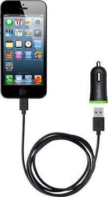 Belkin Car Charger Black Total Intensity 2.1A with a Port USB with Cable Lightning