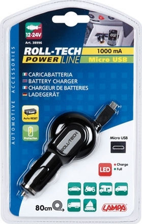 Lampa Roll-Tech Φορτιστής Αυτοκινήτου μαζί με Καλώδιο Micro-USB