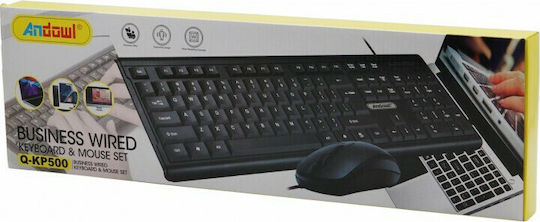 Andowl Q-KP500 Комплект клавиатура и мишка Английски US Черен