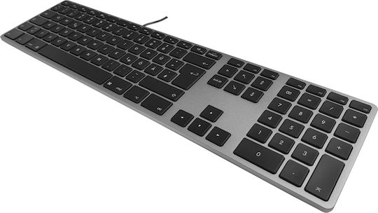 Matias Wired RGB Aluminum Keyboard for Mac Πληκτρολόγιο Αγγλικό UK Συμβατό με Mac Γκρι