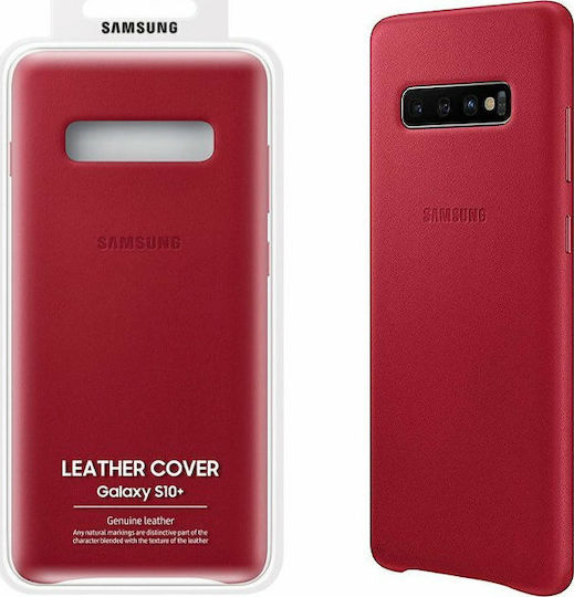 Samsung Umschlag Rückseite Leder Rot (Galaxy S10+)