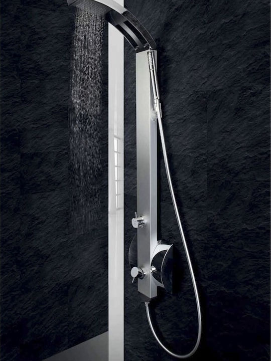 Dolce Vita Idea Shower Column with Bathtub Mixer 131.4cm Silver