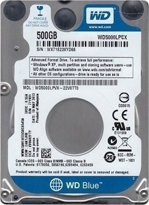 Western Digital Blue 500GB HDD Festplatte 2.5" SATA III 5400Umdrehungen pro Minute mit 16MB Cache für Laptop / Schreibtisch / PS4 WD5000LPCX