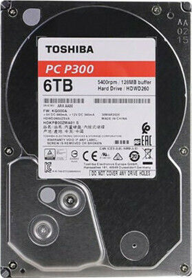 Toshiba P300 6TB HDD Hard Drive 3.5" SATA III 5400rpm with 128MB Cache for Desktop HDWD260UZSVA