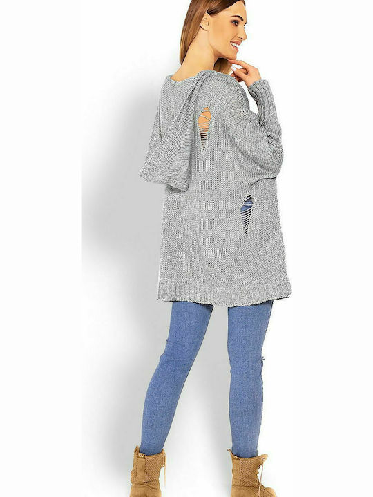 PeeKaBoo 30055 Women's Tunic Dress Long Sleeve with Hood Gray 114560