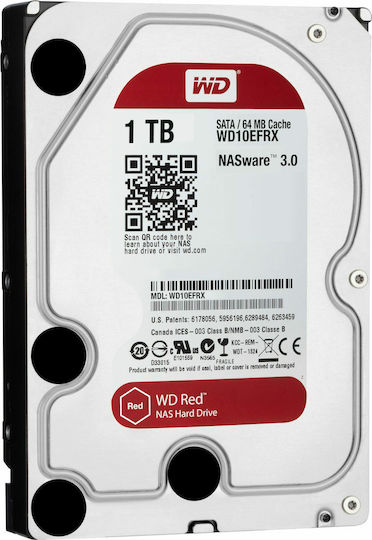 Western Digital Red 1TB HDD Hard Drive 3.5" SATA III 5400rpm with 64MB Cache for NAS WD10EFRX