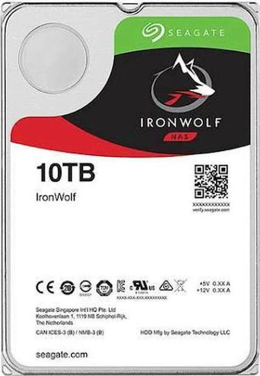 Seagate Ironwolf 10000ГБ Хард диск Σκληρи дискове 3.5" SATA III 7200оборотивминута с 256МБ Кеш за NAS ST10000VN0008