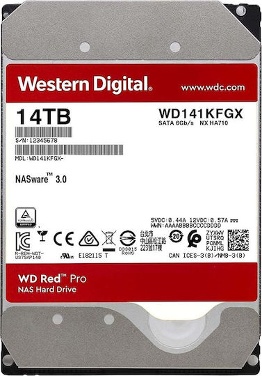 Western Digital Red Pro 14TB HDD Σκληρός Δίσκος 3.5" SATA III 7200rpm με 512MB Cache για NAS WD141KFGX