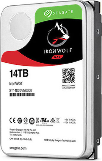 Seagate IronWolf Nas 12TB HDD Σκληρός Δίσκος 3.5" SATA III 7200rpm με 256MB Cache για NAS ST12000VN0008