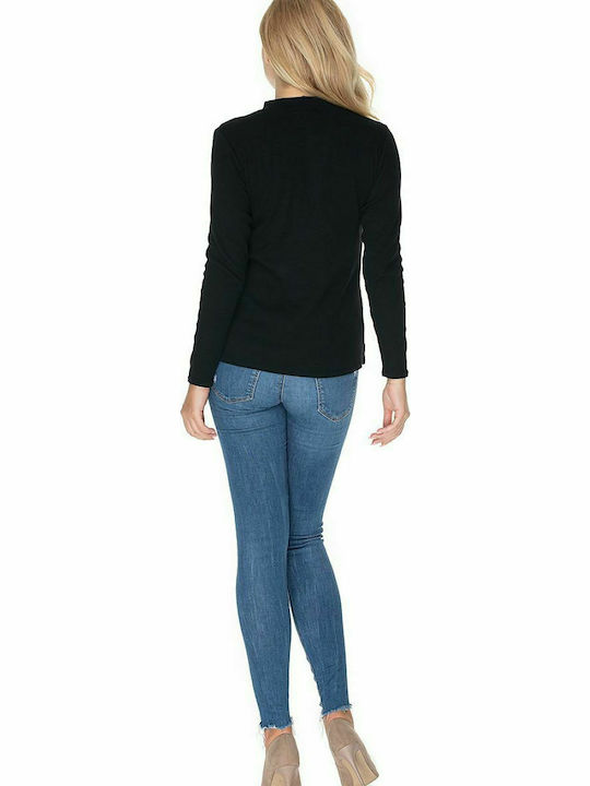 PeeKaBoo 0166 Women's Blouse Cotton Long Sleeve Black 134584