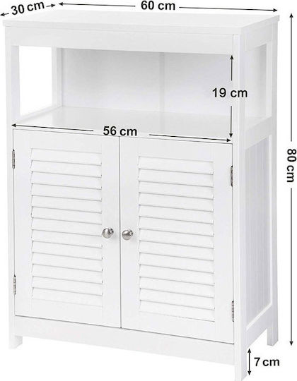 Songmics Dulap de baie Cabinet de baie L60xA30xÎ80cm Alb