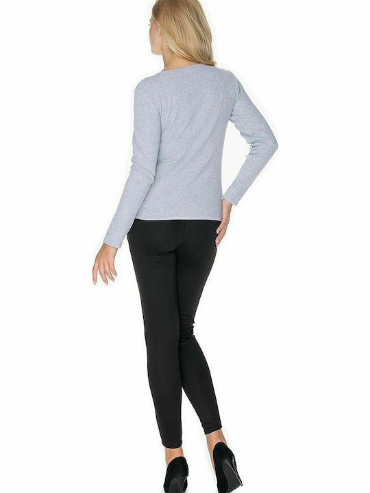 PeeKaBoo 0165 Women's Blouse Cotton Long Sleeve Gray 134583