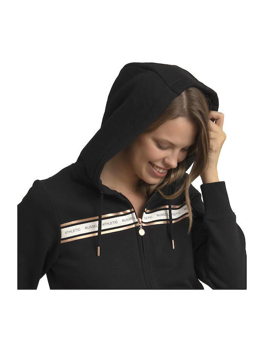 Athletic Zip Through Hoody Γυναικεία Φούτερ Ζακέτα με Κουκούλα Μαύρη
