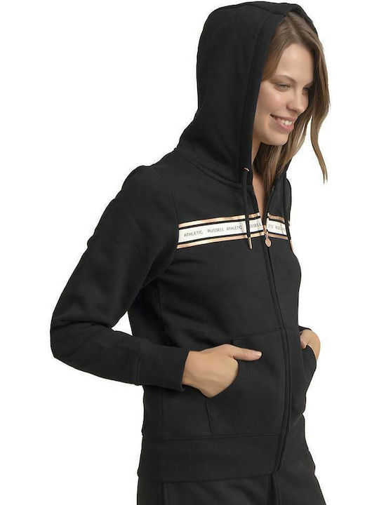 Athletic Zip Through Hoody Γυναικεία Φούτερ Ζακέτα με Κουκούλα Μαύρη