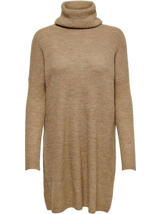 Mini Dress Turtleneck Beige