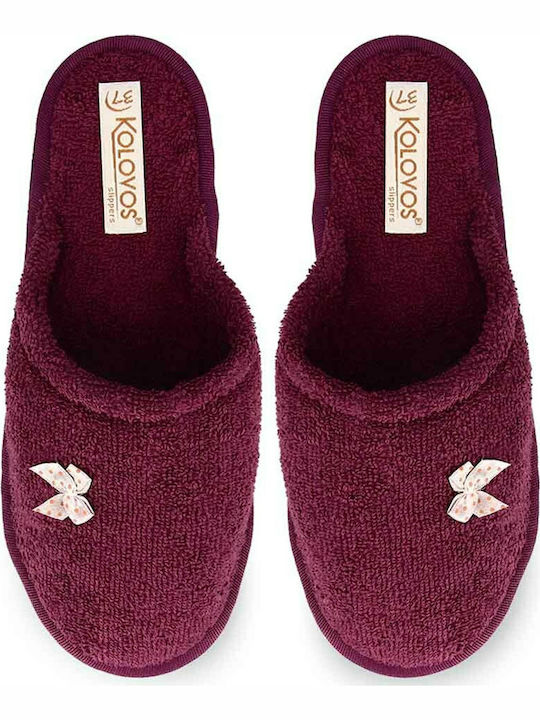 Kolovos Winter Women's Slippers in Burgundy color