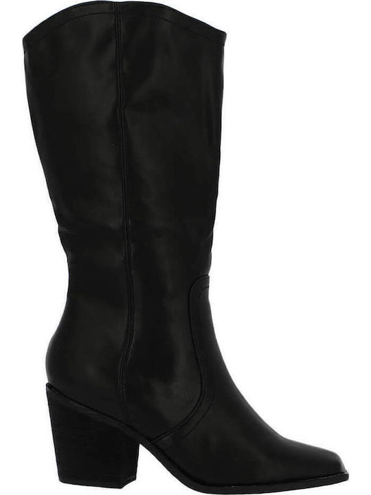 Synthetic Leather Medium Heel Women's Boots 106.2A-1443 Black