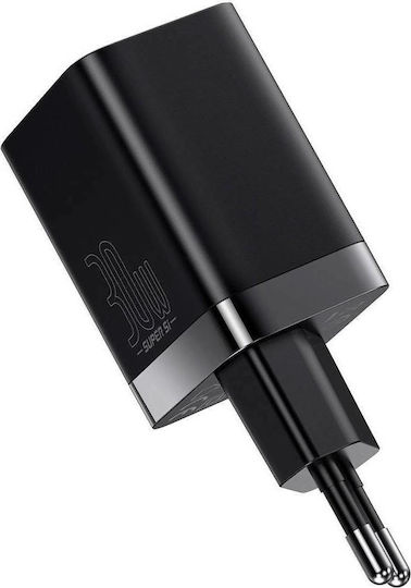 Baseus Φορτιστής Χωρίς Καλώδιο με Θύρα USB-A και Θύρα USB-C 30W Power Delivery Μαύρος (Super Si Pro)
