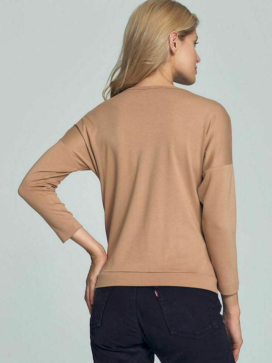 Figl M710 Damen Bluse mit 3/4 Ärmel & V-Ausschnitt Beige 147909