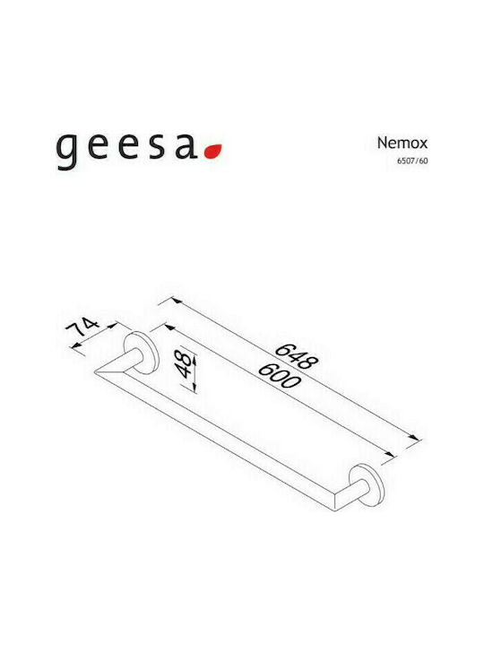 Geesa Nemox Ράγα Μπάνιου Μονή Επιτοίχια με Βίδες ​60x4.8cm Black Brushed