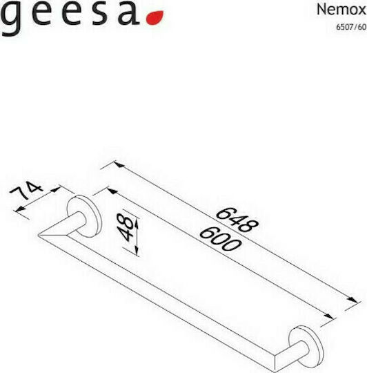 Geesa Nemox Schiene Badezimmer Einzel Wandmontage Schrauben ​60x4.8cm Black Brushed